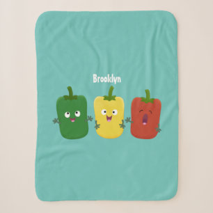 Cute bell pepper capsicum trio singing cartoon  sherpa blanket