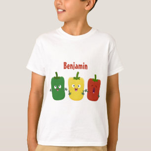 Cute bell pepper capsicum trio singing cartoon T-Shirt