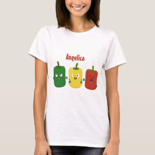 Cute bell pepper capsicum trio singing cartoon  T-Shirt