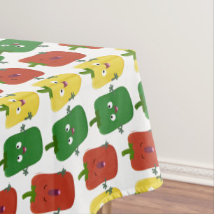 Cute bell pepper capsicum trio singing cartoon tablecloth