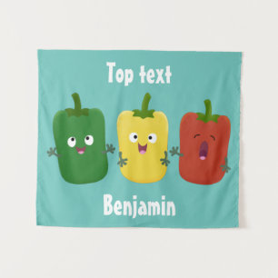 Cute bell pepper capsicum trio singing cartoon  tapestry