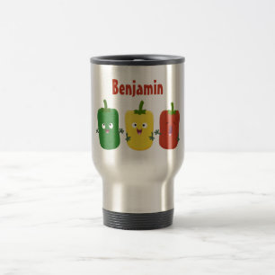 Cute bell pepper capsicum trio singing cartoon travel mug