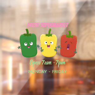 Cute bell pepper capsicum trio singing cartoon window cling