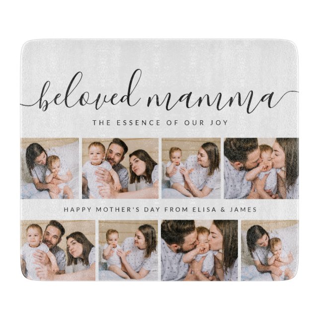 Cute Beloved Mamma Mom Mothers Day Photo Collage Cutting Board (Front)