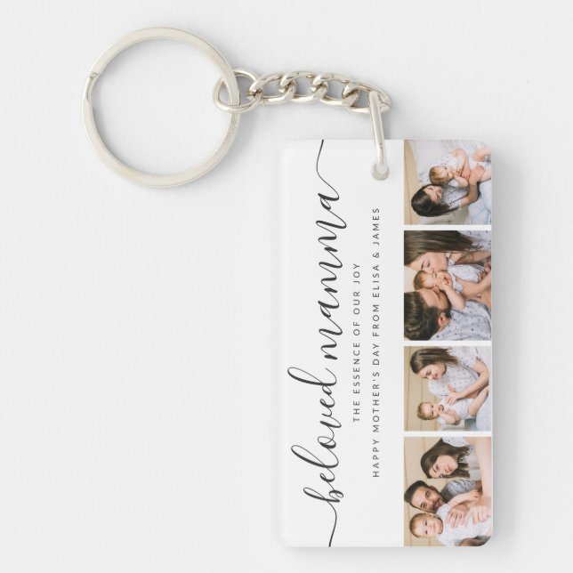 Cute Beloved Mamma Mom Mothers Day Photo Collage Keychain (Front)