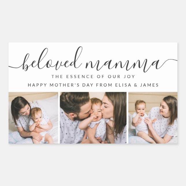 Cute Beloved Mamma Mom Mothers Day Photo Collage Sticker (Front)