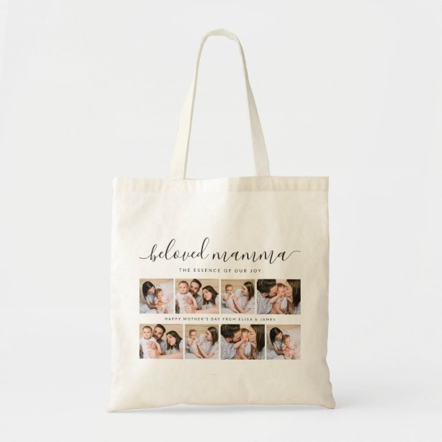 Cute Beloved Mamma Mom Mothers Day Photo Collage Tote Bag (Front)