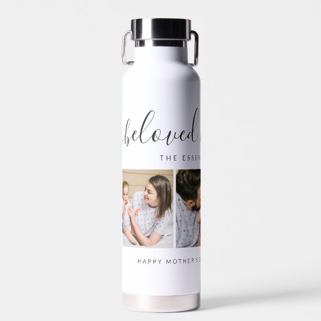 Cute Beloved Mamma Mom Mothers Day Photo Collage Water Bottle (Front)