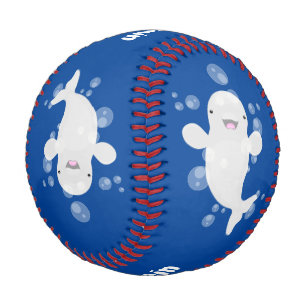 Cute beluga whale bubbles cartoon illustration baseball