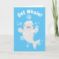 Cute beluga whale bubbles cartoon illustration