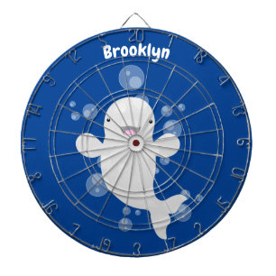 Cute beluga whale bubbles cartoon illustration dartboard