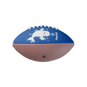 Cute beluga whale bubbles cartoon illustration football
