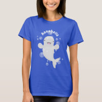 Cute beluga whale bubbles cartoon illustration