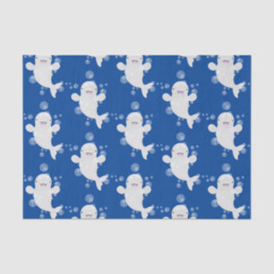 Cute beluga whale bubbles cartoon illustration tissue paper