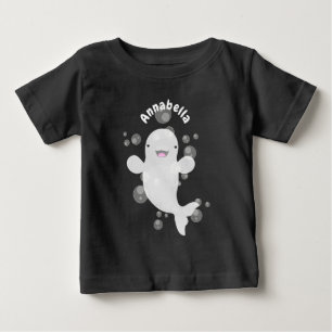 Cute beluga whale bubbles cartoon personalized baby T-Shirt