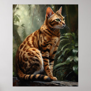 Cute Bengal Cat Art Print Poster