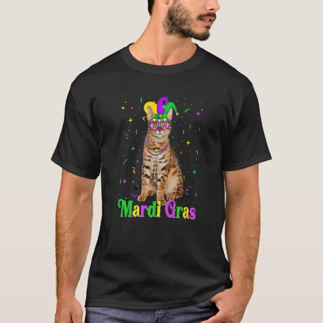 Cute Bengal Cat Funny Animals Lover Mardi Gras Car T-Shirt (Front)