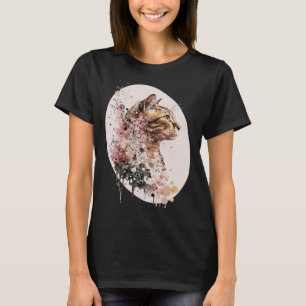 Cute Bengal Cat Japanese Cherry Blossom Sakura Wat T-Shirt