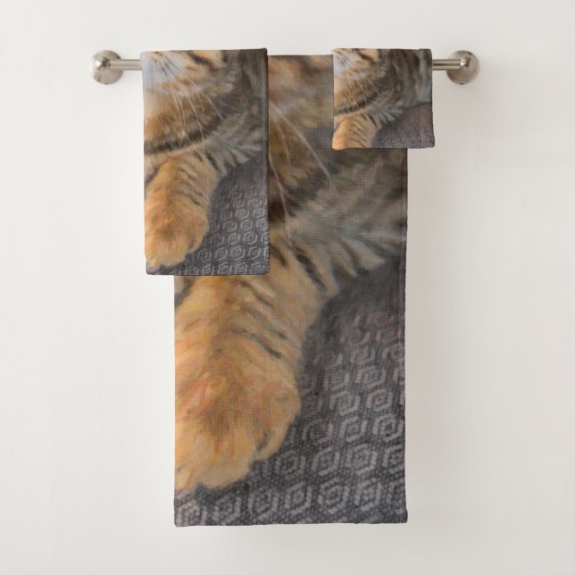 Cute Bengal Kitten Bath Towel Set (Insitu)