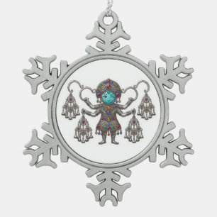 Cute Berber Amazigh Fibula Khalla Kawaii Sticker Snowflake Pewter Christmas Ornament