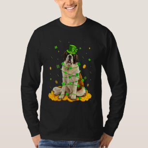 Cute Bernard Dog St Patricks Day Irish Shamrock T-Shirt