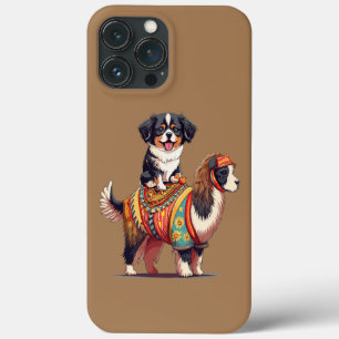 Cute Bernese Dog Riding on Llama iPhone 13 Pro Max Case