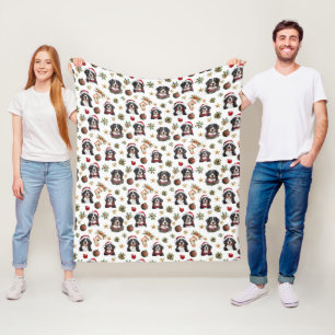 Cute Bernese Mountain Dog Christmas  Fleece Blanket