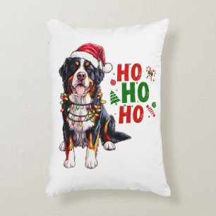Cute Bernese Mountain Dog Christmas Hat Xmas Accent Pillow