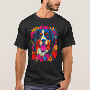 Cute Bernese Mountain Dog Flowers T-Shirt