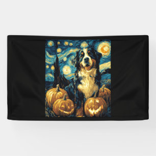 Cute Bernese mountain Dog Halloween Jack O Lantern Banner