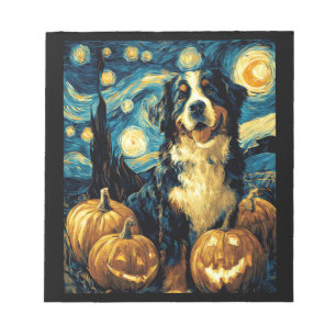 Cute Bernese mountain Dog Halloween Jack O Lantern Notepad