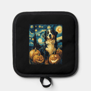 Cute Bernese mountain Dog Halloween Jack O Lantern Pot Holder