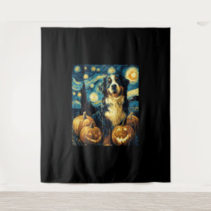 Cute Bernese mountain Dog Halloween Jack O Lantern Tapestry