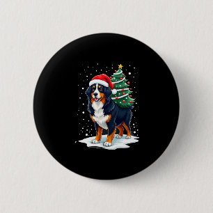 Cute Bernese Mountain Dog in a Christmas Tree for  2 Inch Round Button