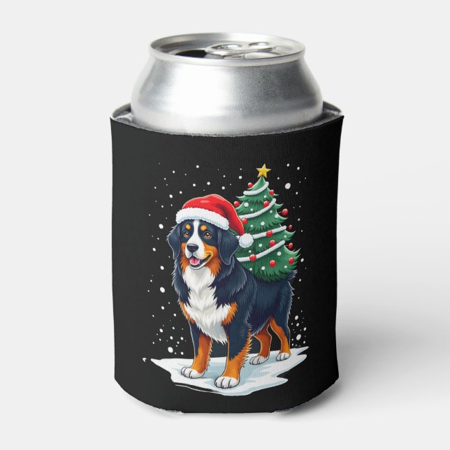Cute Bernese Mountain Dog in a Christmas Tree for  Can Cooler (Can Front)