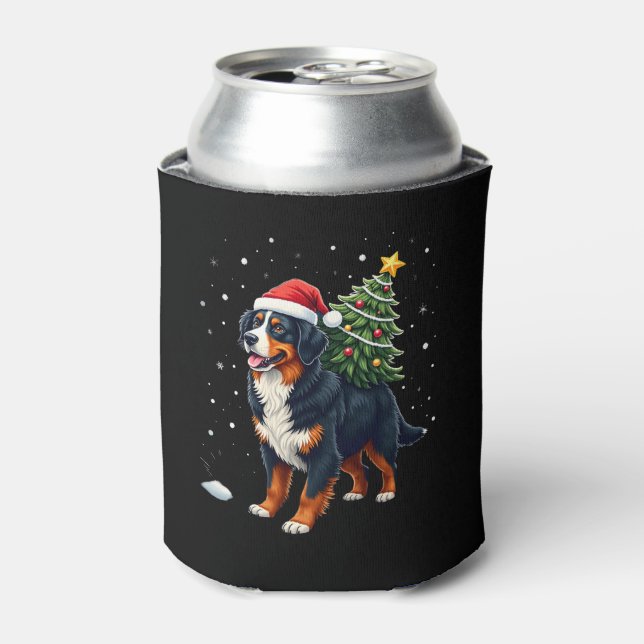 Cute Bernese Mountain Dog in a Christmas Tree for  Can Cooler (Can Front)