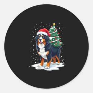 Cute Bernese Mountain Dog in a Christmas Tree for Classic Round Sticker