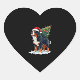 Cute Bernese Mountain Dog in a Christmas Tree for Heart Sticker