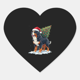 Cute Bernese Mountain Dog in a Christmas Tree for  Heart Sticker