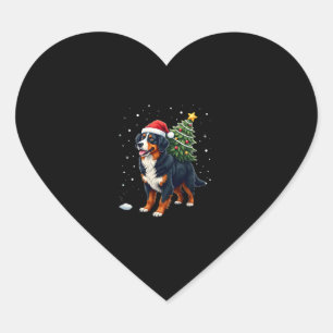 Cute Bernese Mountain Dog in a Christmas Tree for  Heart Sticker