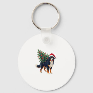 Cute Bernese Mountain Dog in a Christmas Tree for Keychain