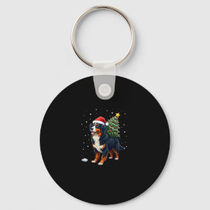 Cute Bernese Mountain Dog in a Christmas Tree for  Keychain