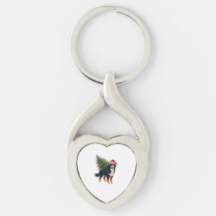 Cute Bernese Mountain Dog in a Christmas Tree for Keychain