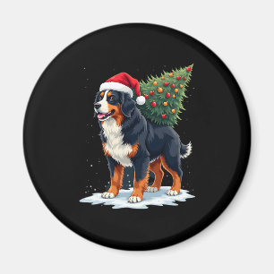 Cute Bernese Mountain Dog in a Christmas Tree for Magnet