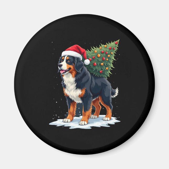 Cute Bernese Mountain Dog in a Christmas Tree for  Magnet (Front)