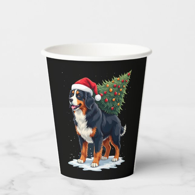 Cute Bernese Mountain Dog in a Christmas Tree for  Paper Cups (Front)