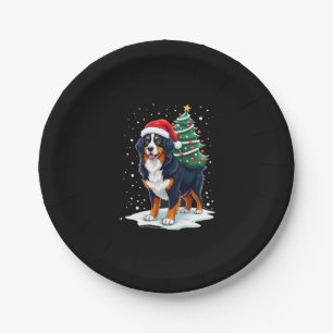 Cute Bernese Mountain Dog in a Christmas Tree for Paper Plate