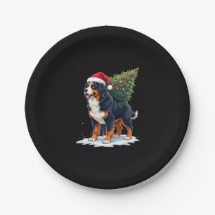 Cute Bernese Mountain Dog in a Christmas Tree for Paper Plate