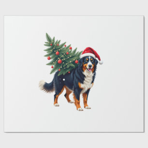 Cute Bernese Mountain Dog in a Christmas Tree for  Wrapping Paper