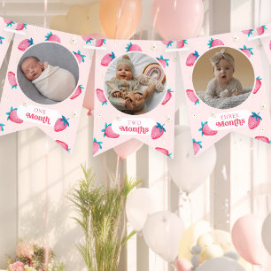 Cute Berry 1st Birthday 12 Month Photo Milestone Bunting Flags